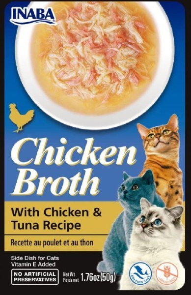 Inaba Chicken Broth Side Dish for Cats, Chicken and Tuna, 1.76 oz