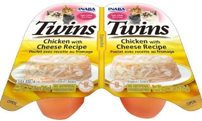 Inaba Twins Cat Food Topper, Chicken and Cheese in Gelée, 1.23 oz