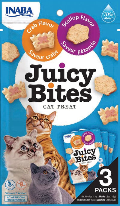 Inaba Juicy Bites Cat Treats Scallop/Crab .4 oz. 3 ct 6 ct