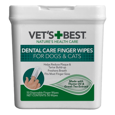 Vet's Best Dental Care Finger Wipes for Dogs and Cats 50ct