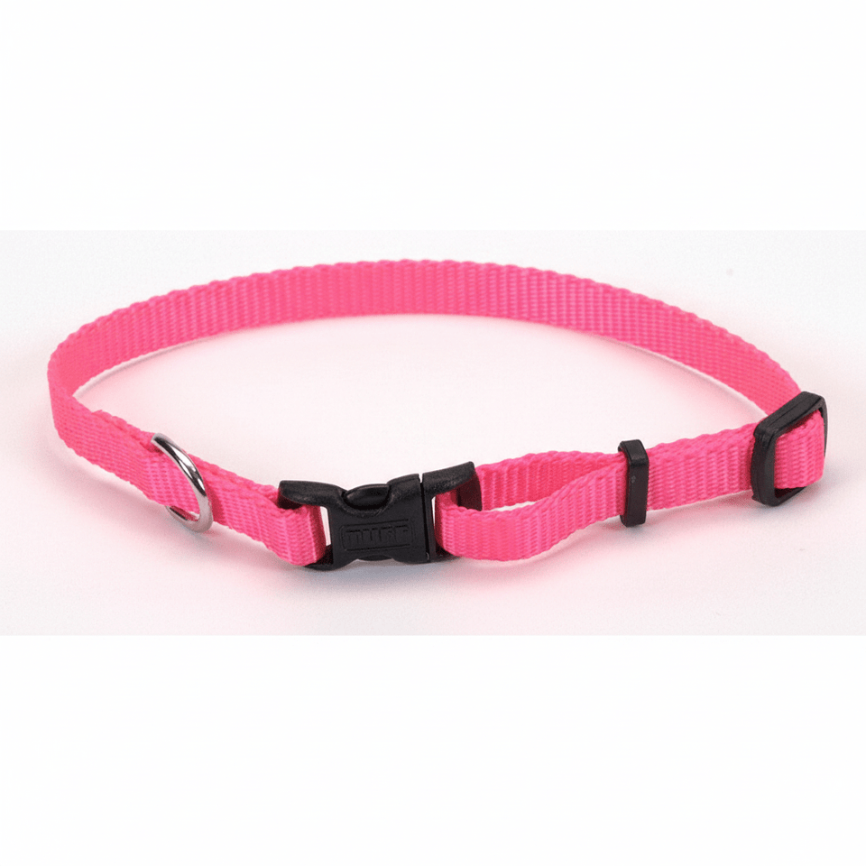 Coastal Adj. Nylon Dog Collar with Plastic Buckle Neon Pink, view 2