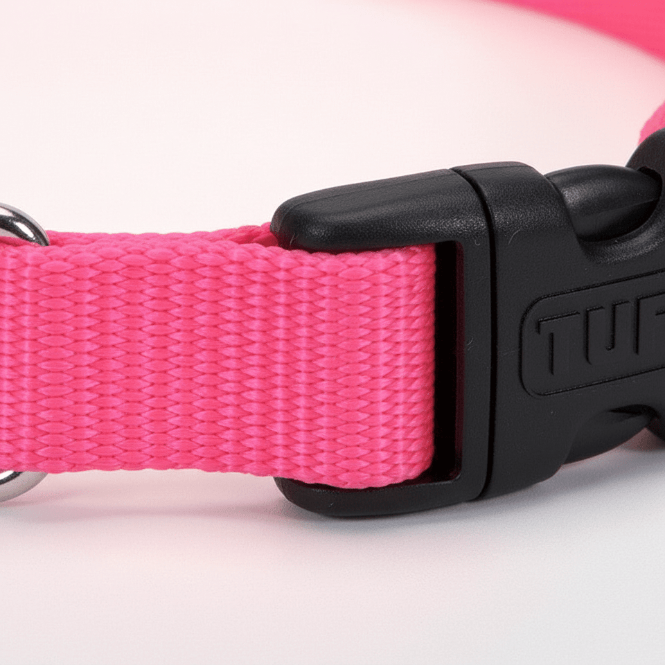 Coastal Adj. Nylon Dog Collar with Plastic Buckle Neon Pink, view 3