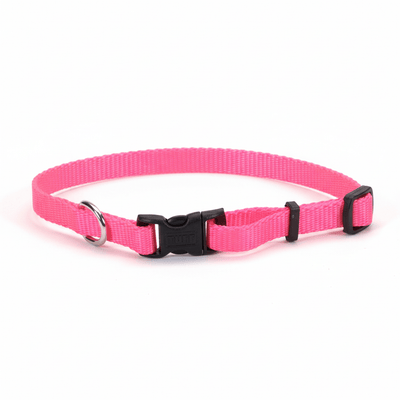 Coastal Adj. Nylon Dog Collar with Plastic Buckle Neon Pink