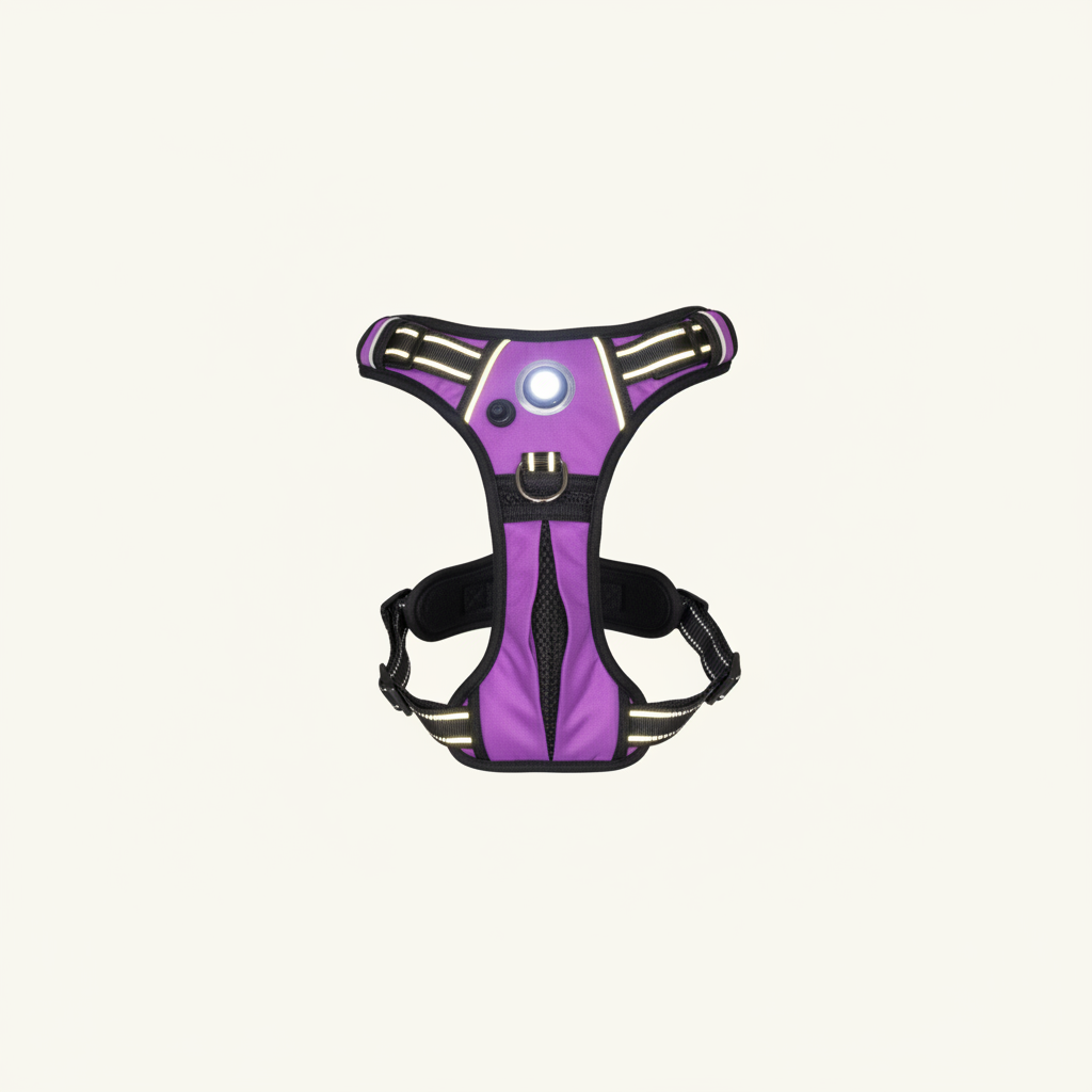 Purple Headlight Harness on Off-White Background