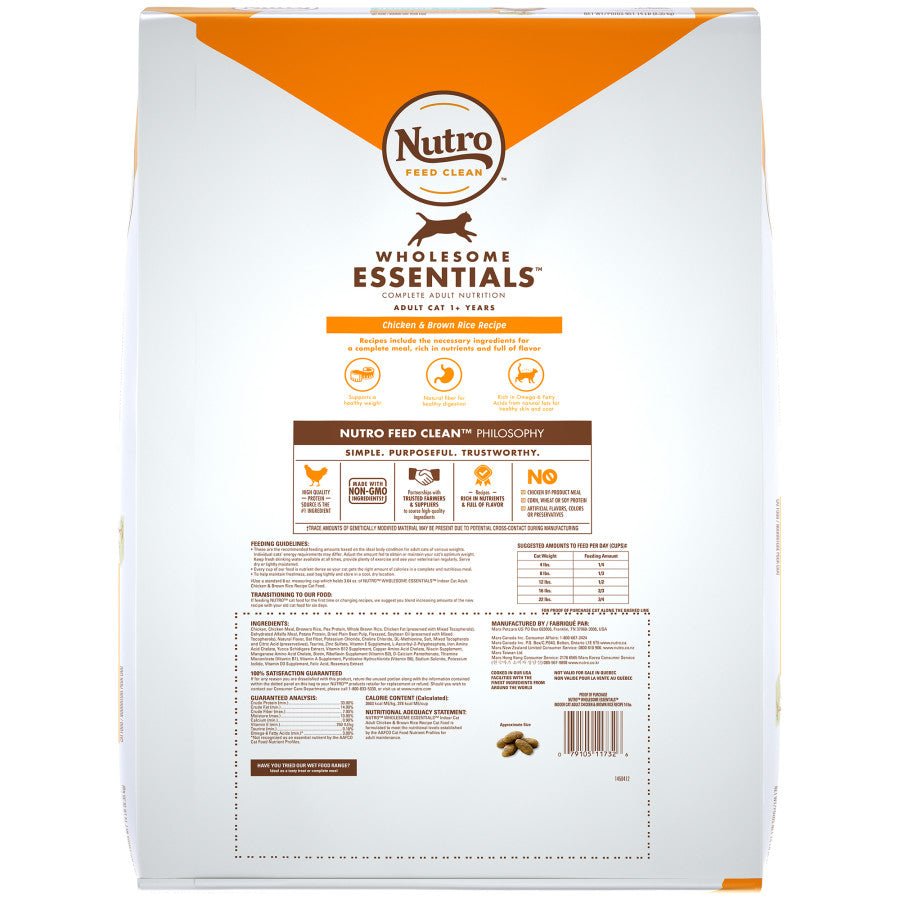 Nutro Products Wholesome Essentials Healthy Weight Indoor Adult Dry Cat Food Chicken & Brown Rice 14lb - Pets Perfect
