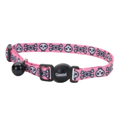 Coastal Products Safe Cat Fashion Adjustable Breakaway Cat Collar-Skulls Pink