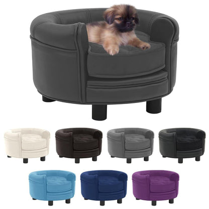 vidaXL Dog Sofa Puppy Couch Bed with Washable Cover Plush and Faux Leather