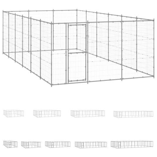 vidaXL Outdoor Dog Kennel Steel 547 ft²