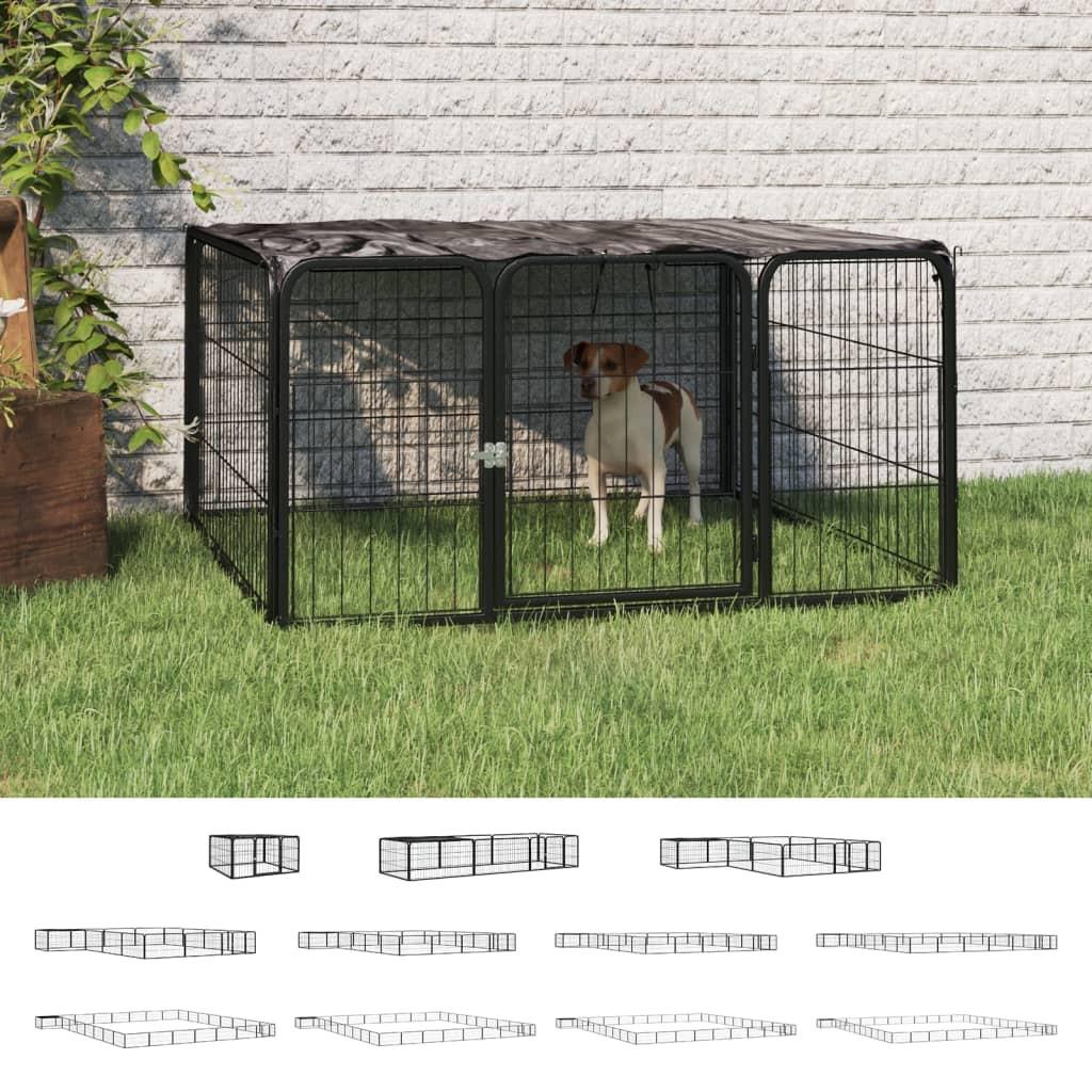 vidaXL Dog Playpen Kennel Dog Cage Puppy Pet Exercise Wire Fence Steel Black