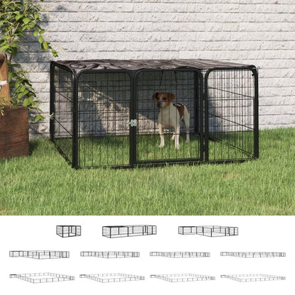 vidaXL Dog Playpen Kennel Dog Cage Puppy Pet Exercise Wire Fence Steel Black