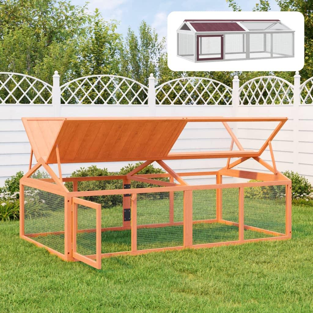 Pine Wood Run Box for Small Animals - 78.7" Outdoor Enclosure.