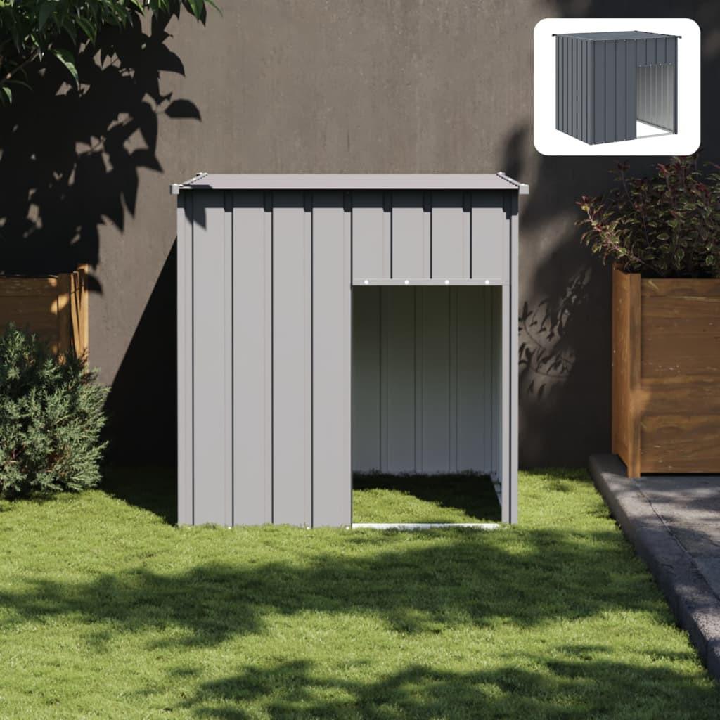 vidaXL Dog House with Roof Outdoor Dog Kennel Animal House Galvanized Steel