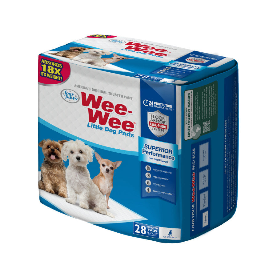 Four Paws WeeWee Superior Performance Little Dog Pee Pads 16.5 in x 23.5 in 28 ct